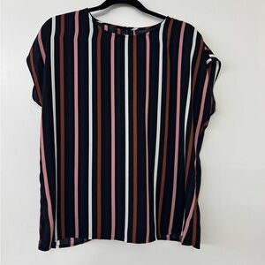 Halogen Black, Pink, and White Striped Blouse